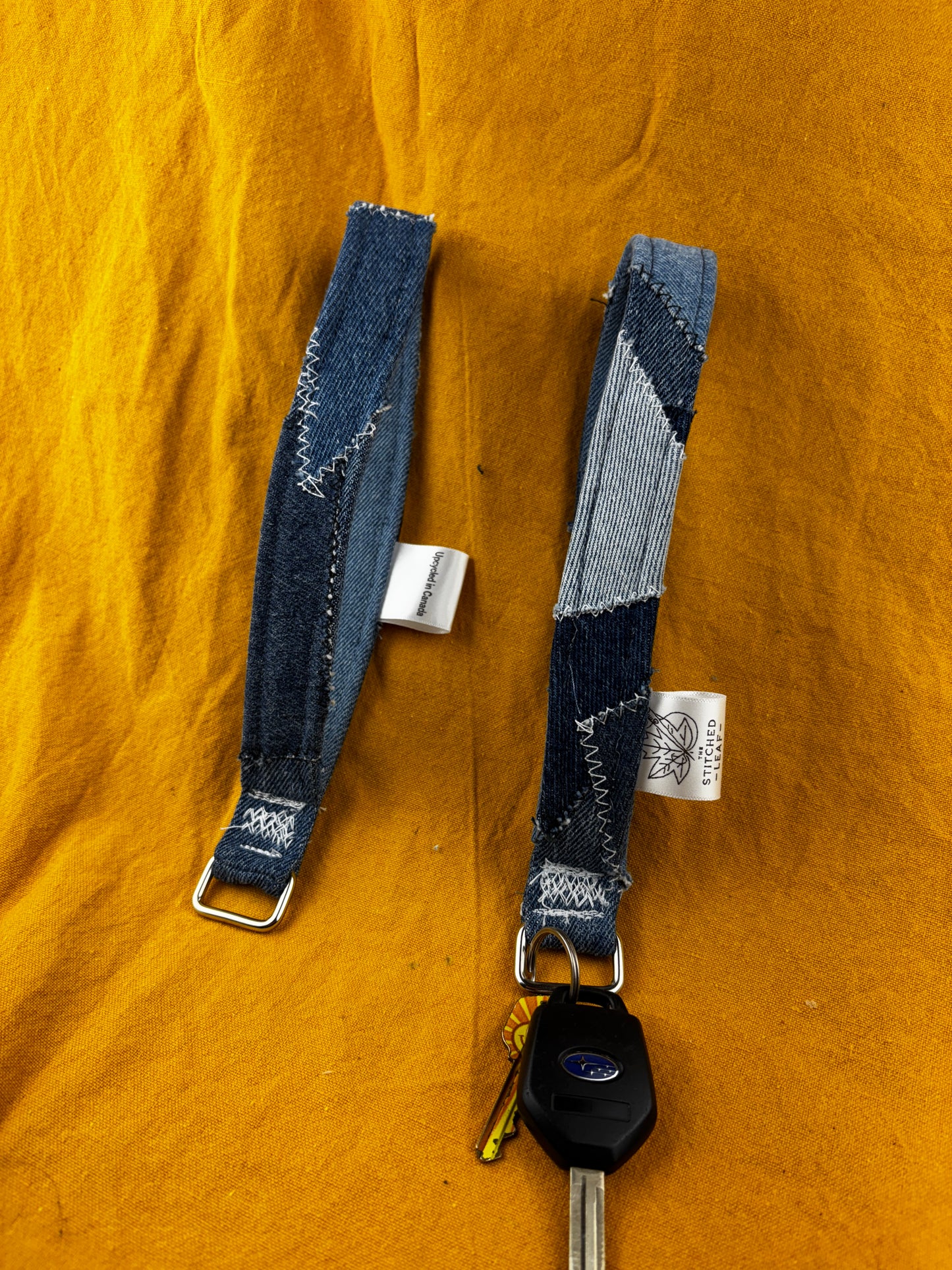 Kelowna Keychain/ Wallet Strap, Black and White Patchwork